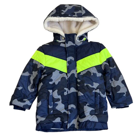 Egg New York NWT Sz 2T Toddlers Winter Puffer Jacket Sherpa Lined Hooded Camo - Picture 1 of 16